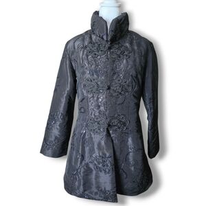 Pretty Angel Black Puffer Jacket with Sequin Embroidery